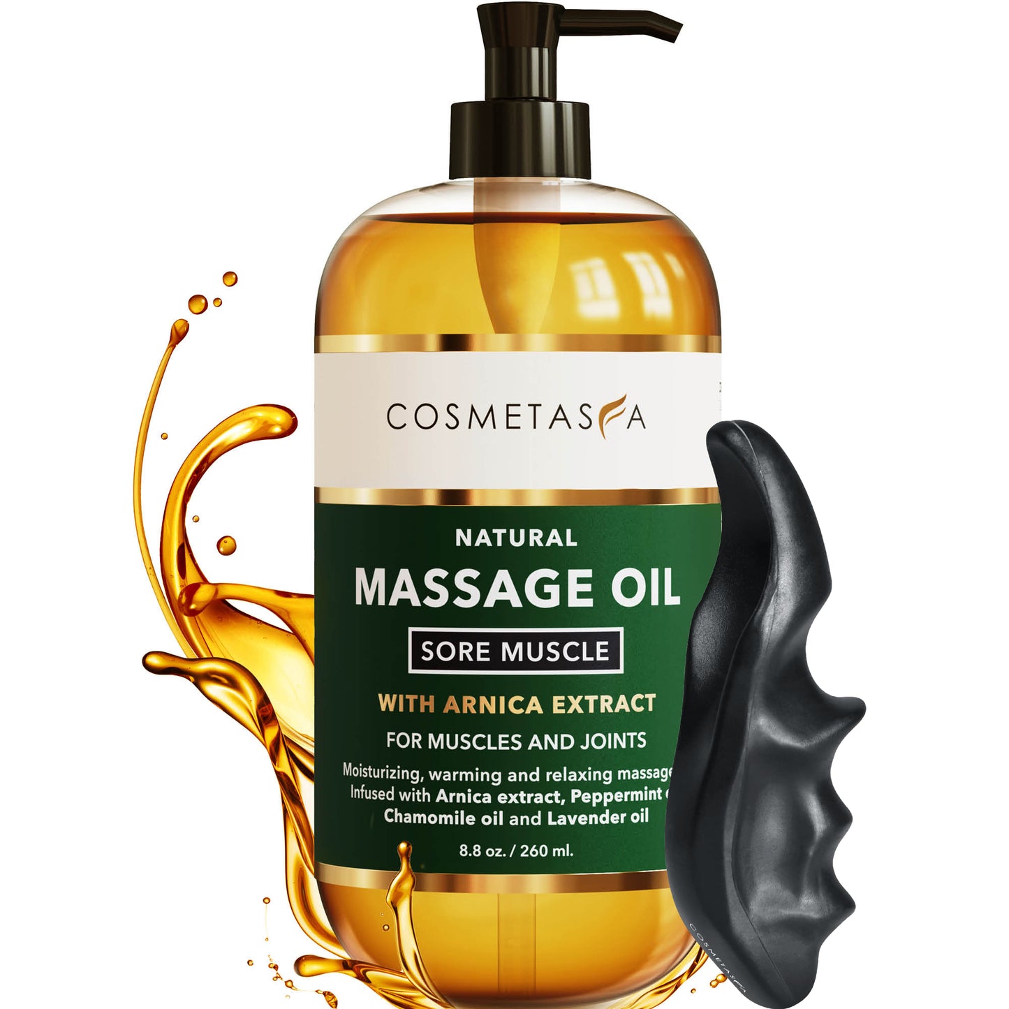 Cosmetasa Sore Muscle Massage Oil with Deep Tissue Massager