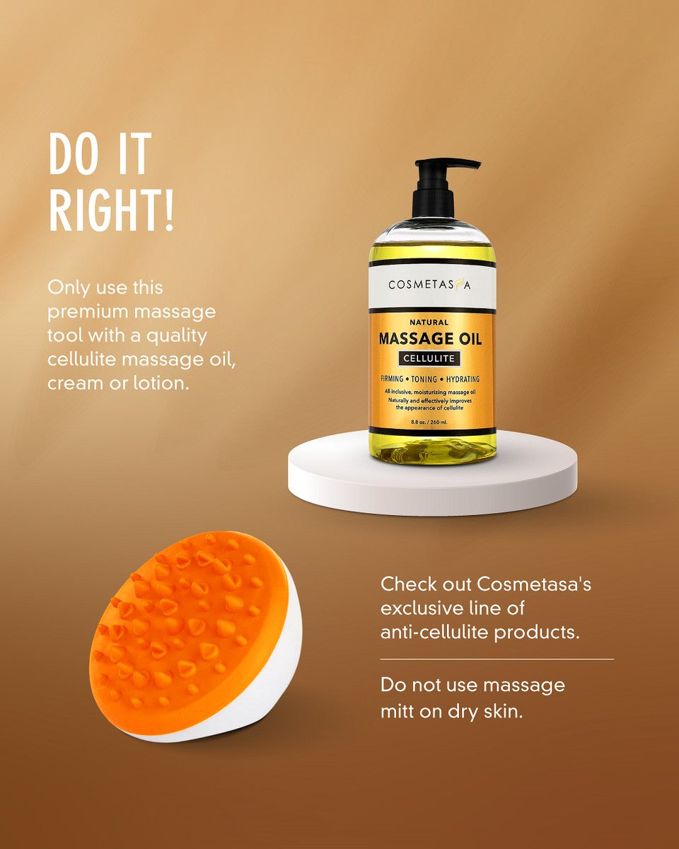 Anti-Cellulite Massage Oil, Coffee Scrub, Massager & Glove